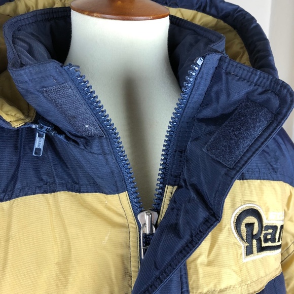 Puma NFL Rams Quilted Puffer Coat St. Louis Los Angeles Blue Gold Medium - Picture 5 of 13